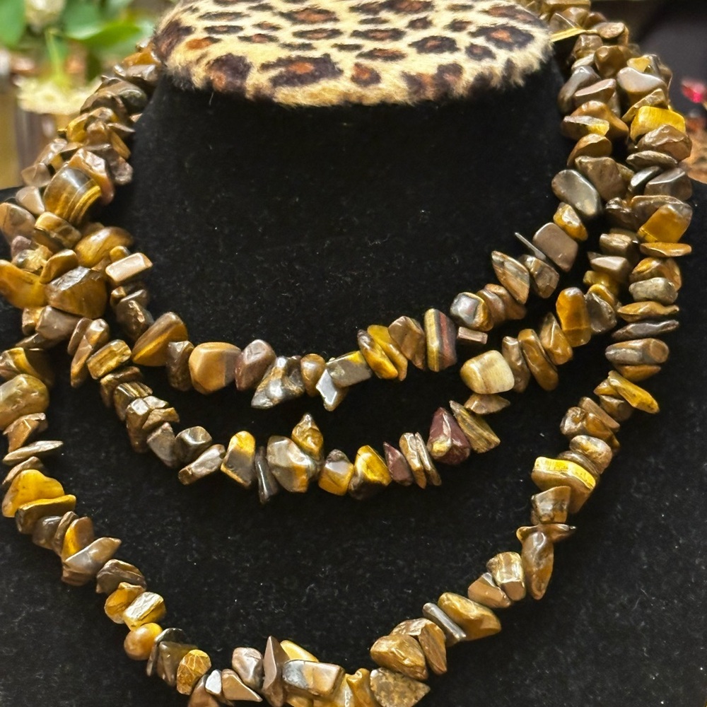 Chunky Brown Natural Tiger Eye Stone 42 inches Necklace